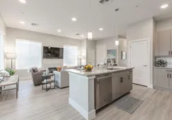 Model Kitchen and Living Room Area