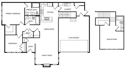 Three-Bedroom, Three-Bathroom Plan - Cottages