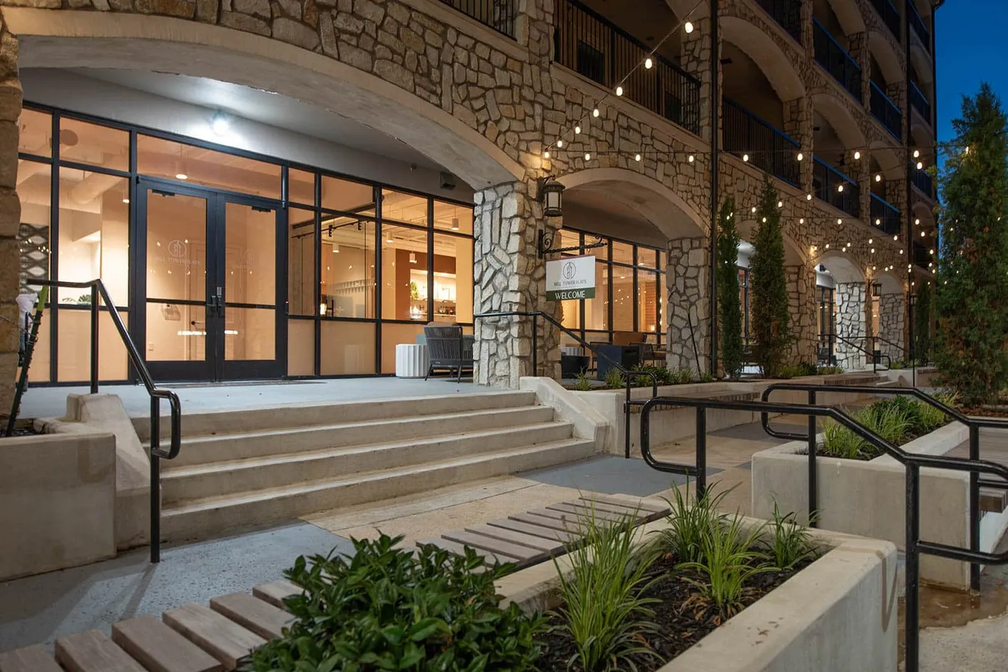 Bell Tower Flats Promenade at Night