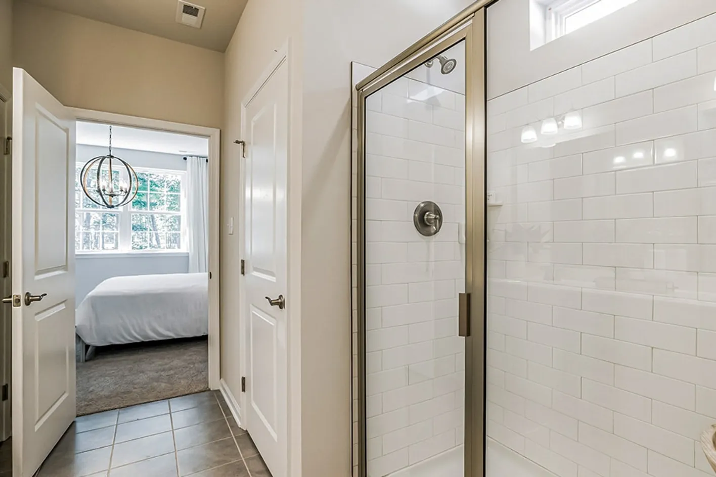 Model Bath Looking into Bedroom