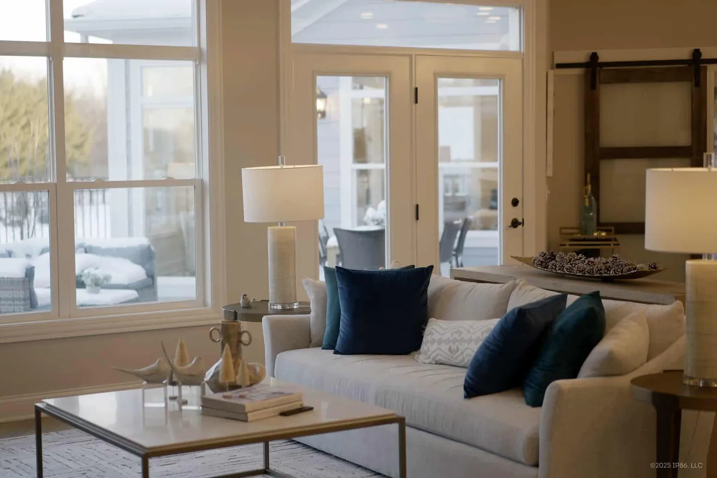 Sun-filled living room seating area