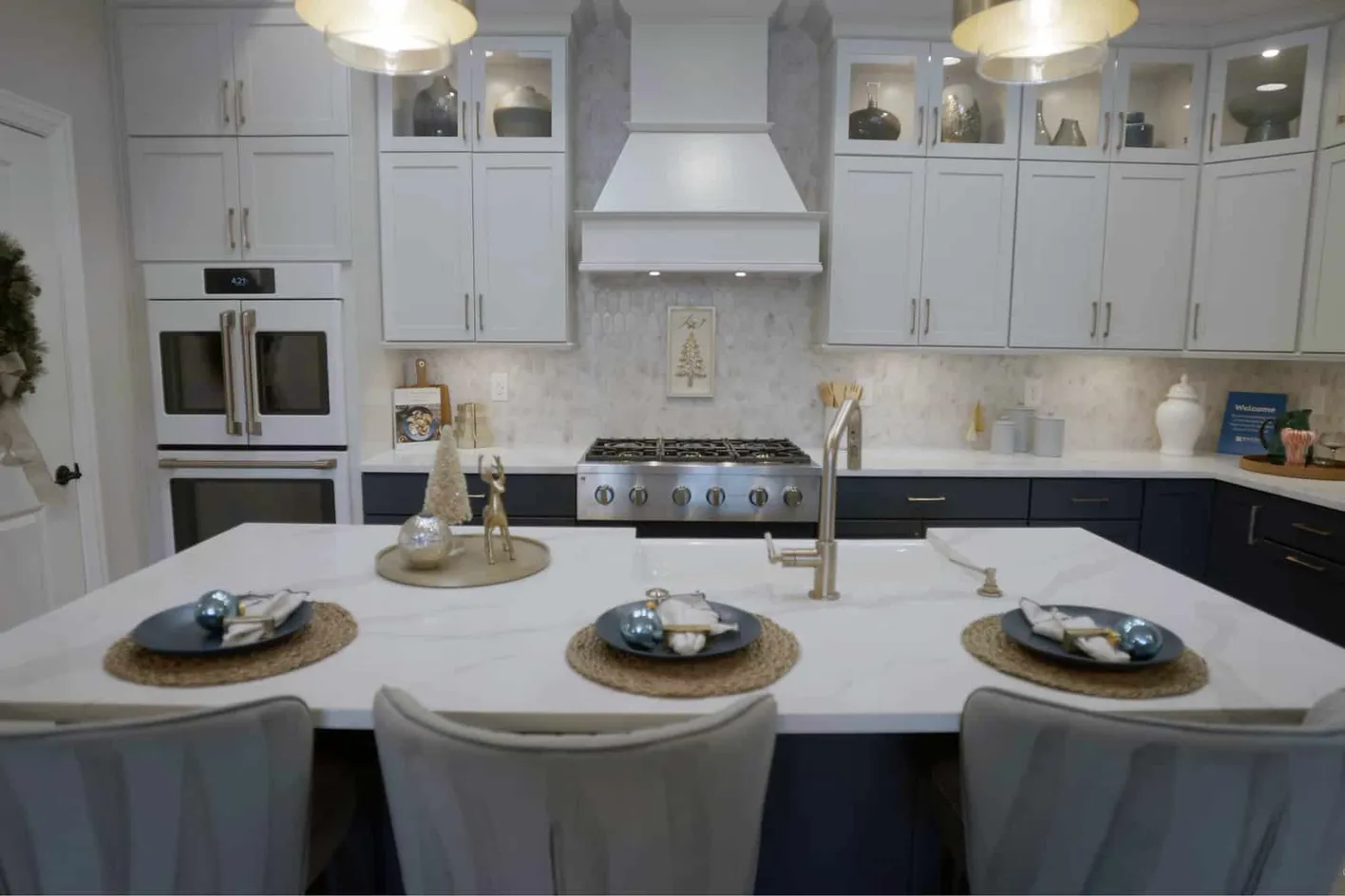 Designer kitchen with oversized island