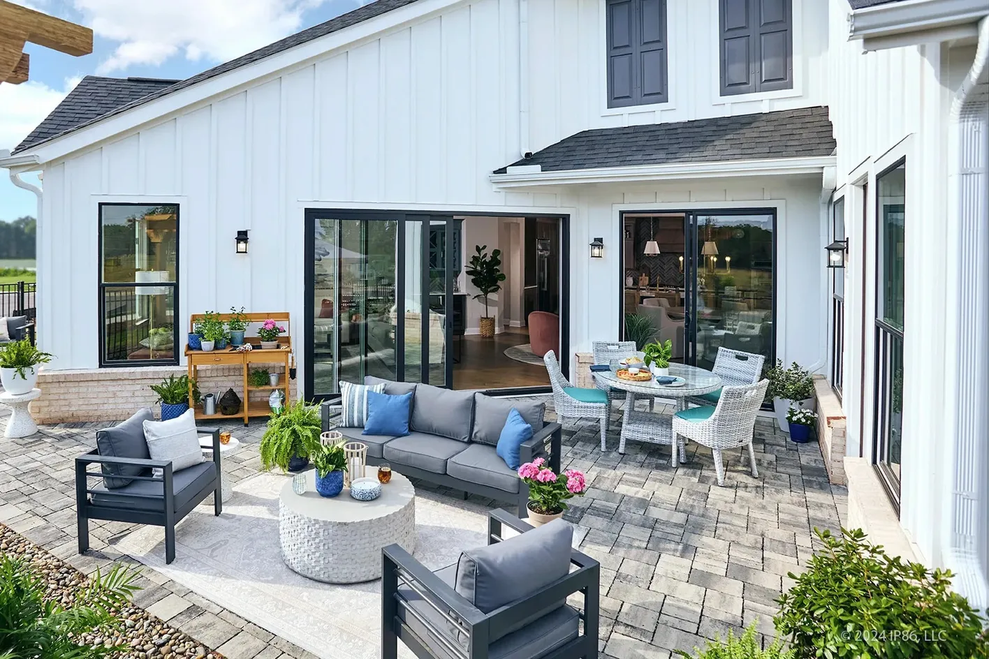 Expansive outdoor living patio