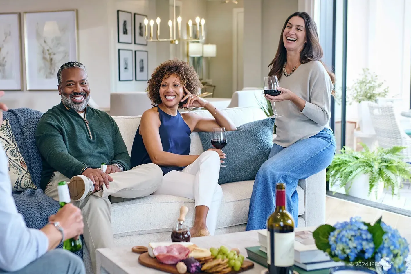 Neighbors enjoying wine night