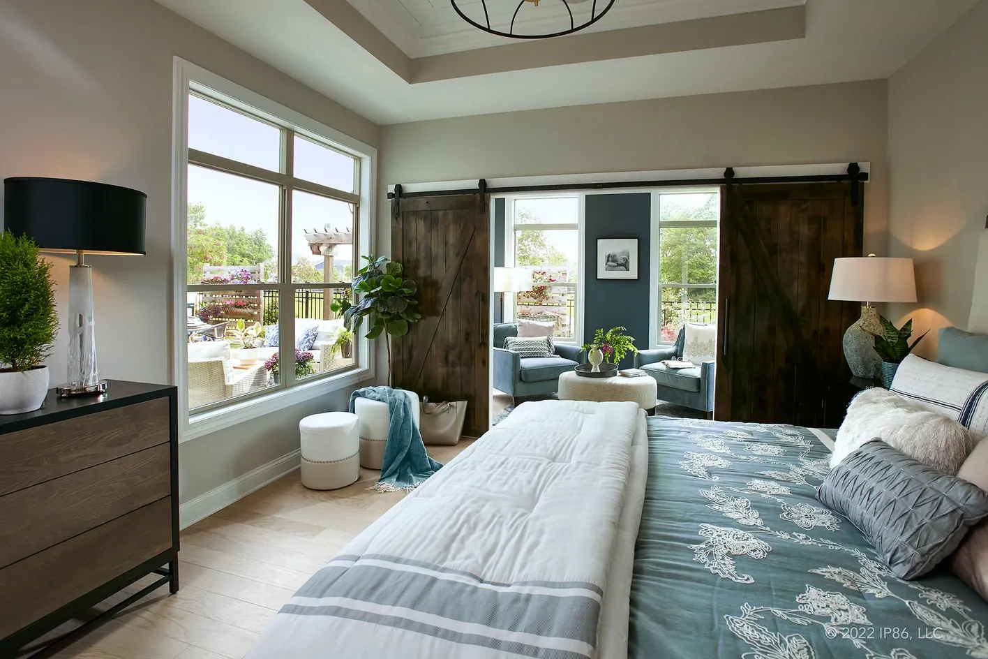 Bedroom retreat with barn doors