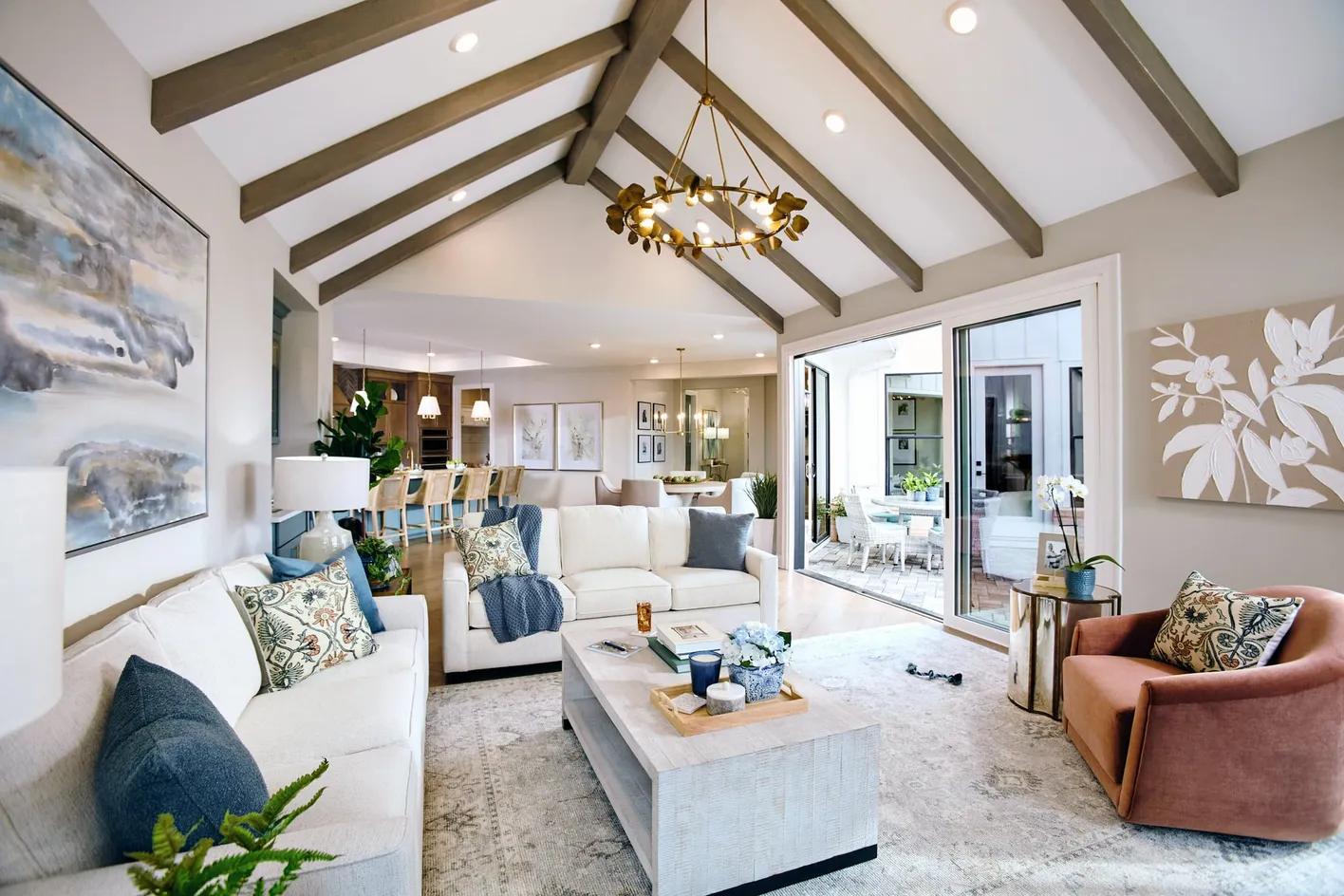Living room with vaulted ceiling