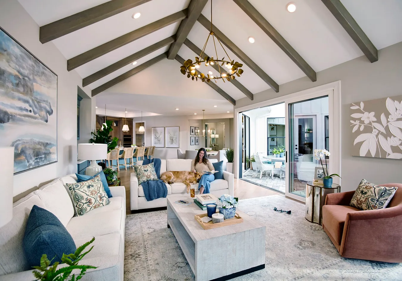 Open living room with patio views