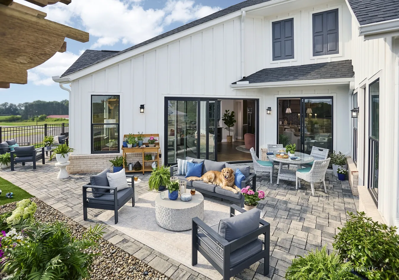 Aerial view of rear patio