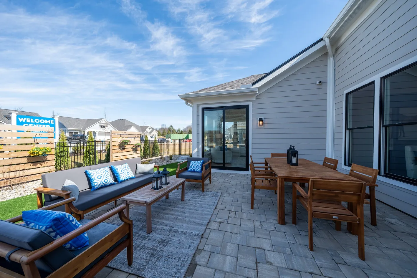 Patio dining and lounge setup