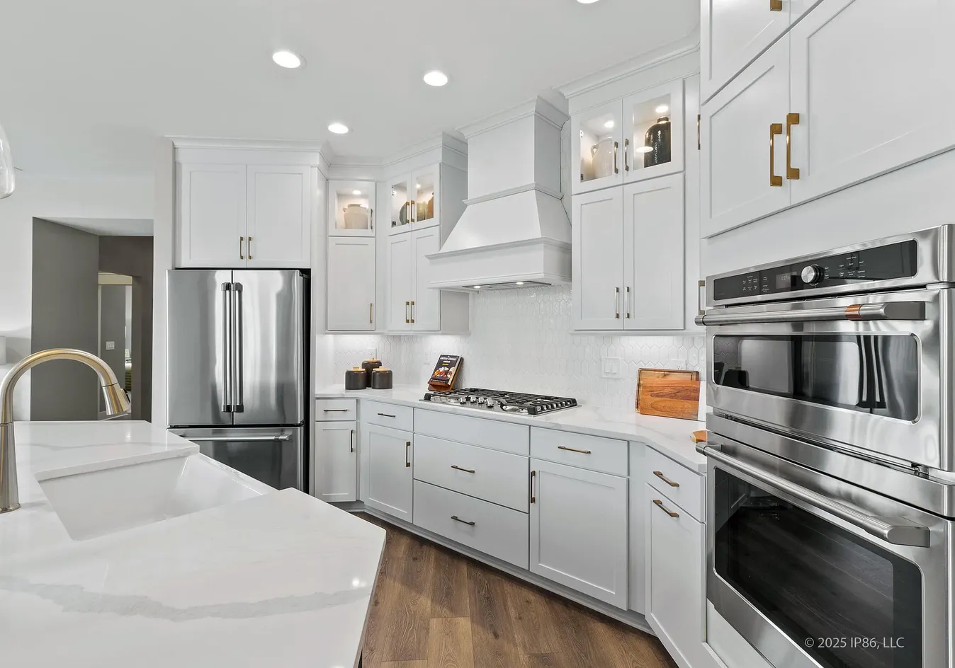 Bright kitchen with white cabinetry