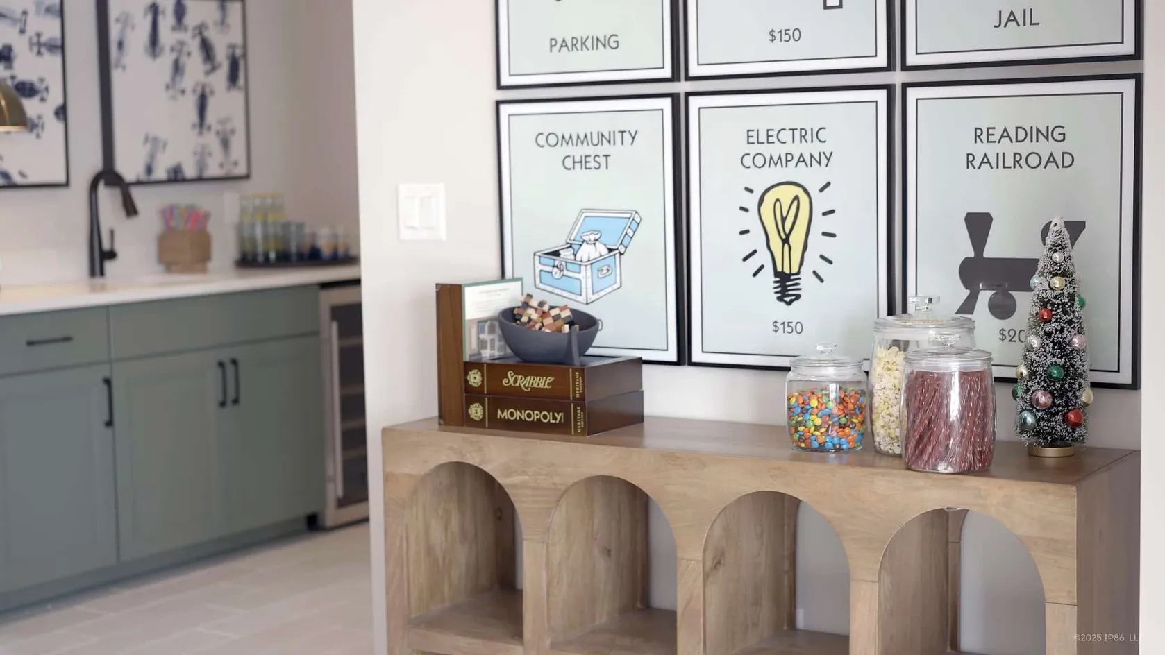 Game-themed bar with snack display