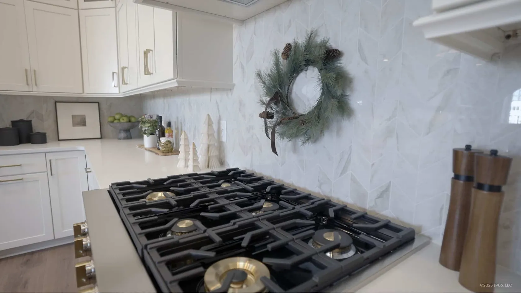 Close-up of modern gas cooktop