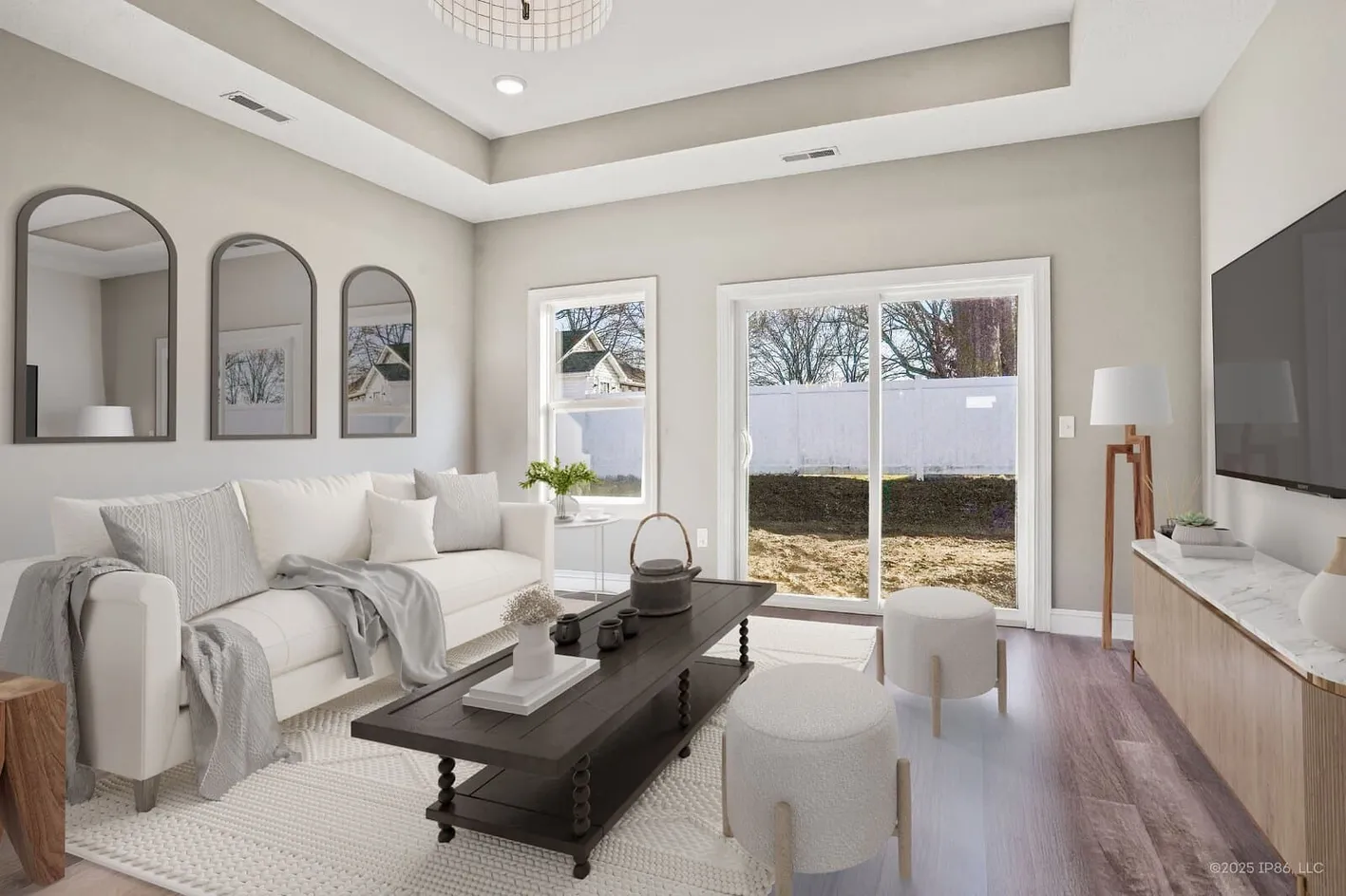 Open living and dining area with modern finishes