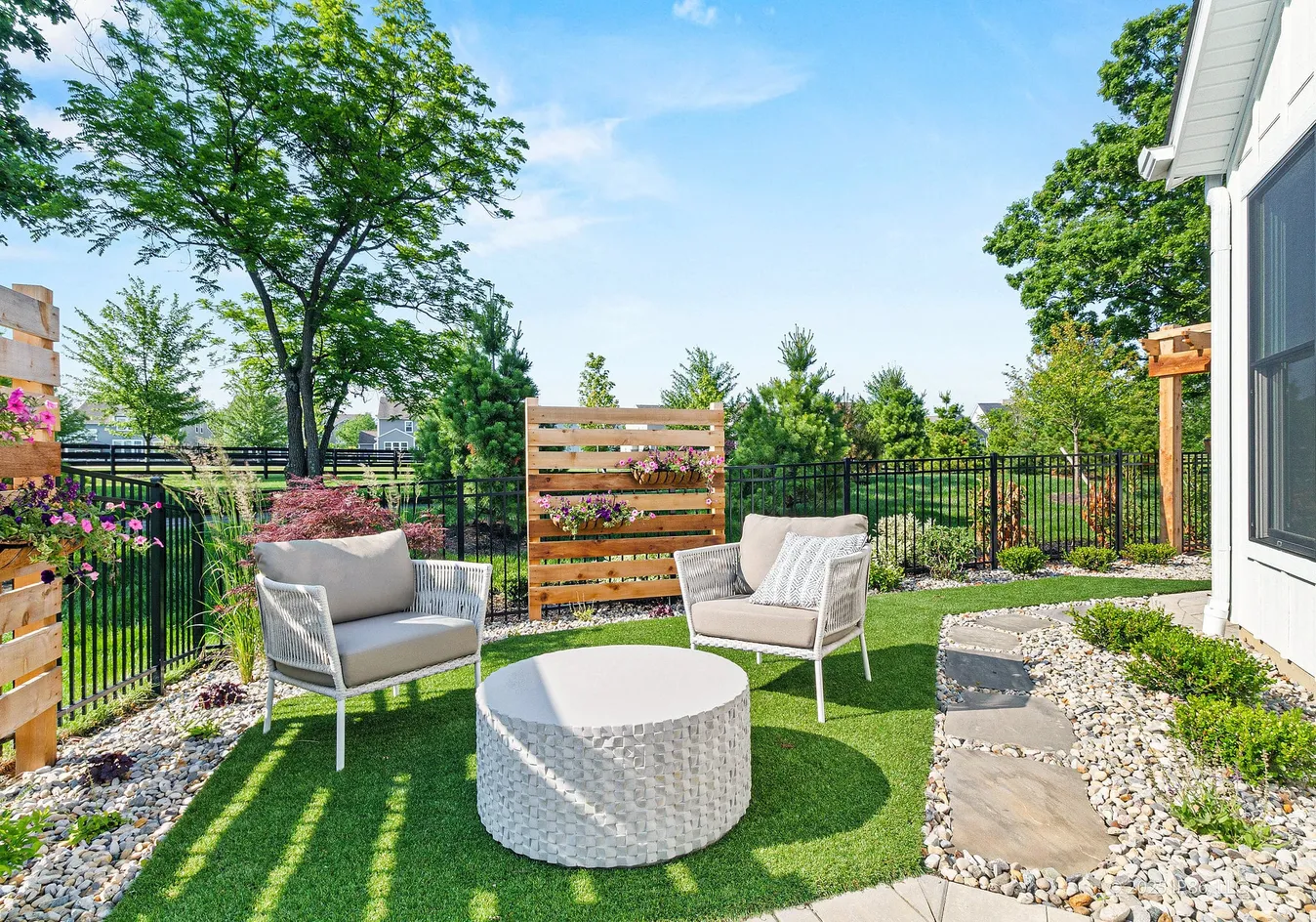 Outdoor patio with seating