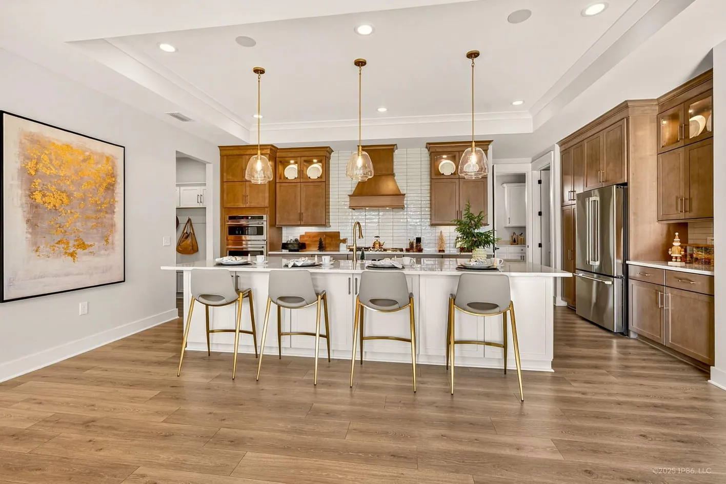 Kitchen with living room view