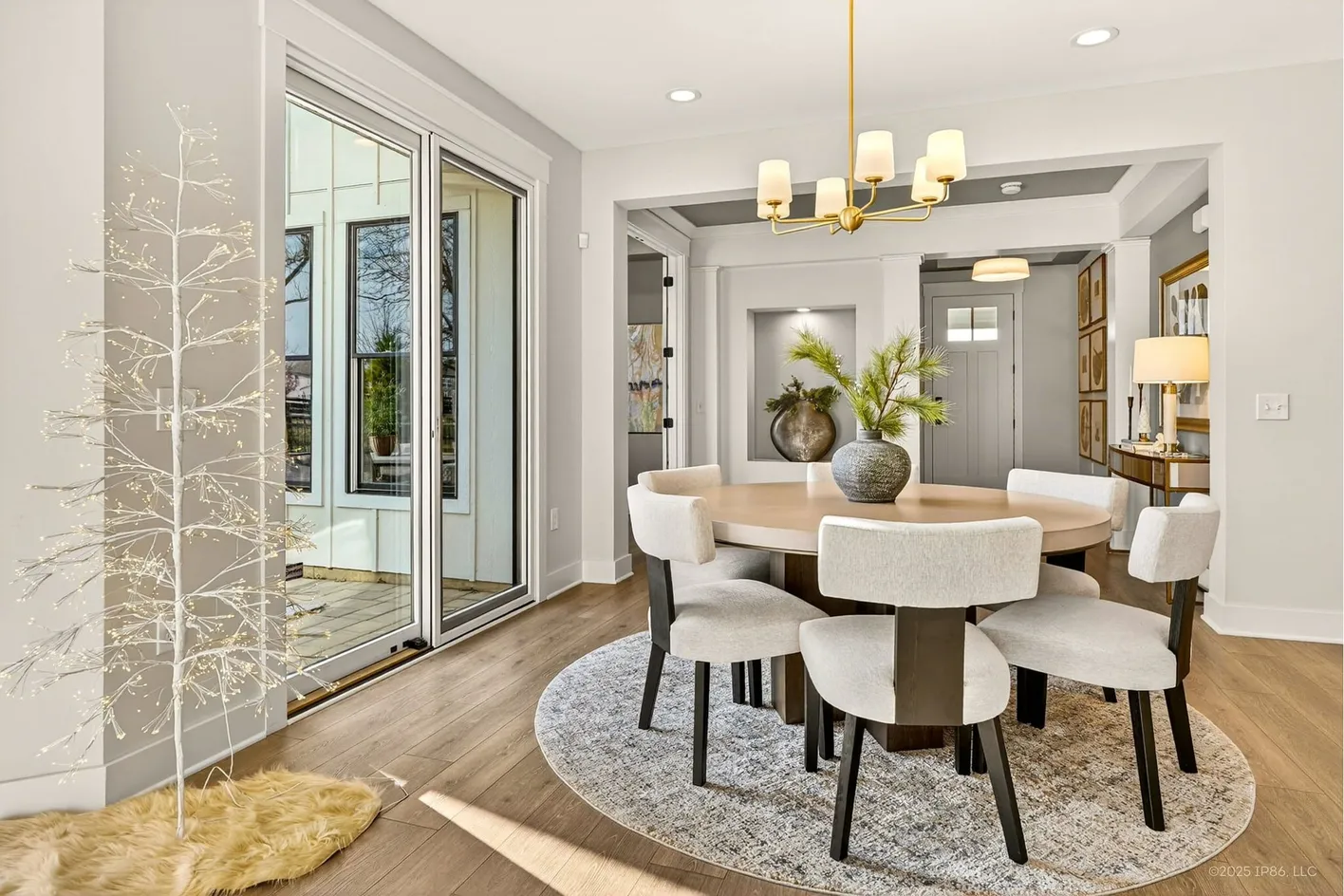 Dining area with patio view