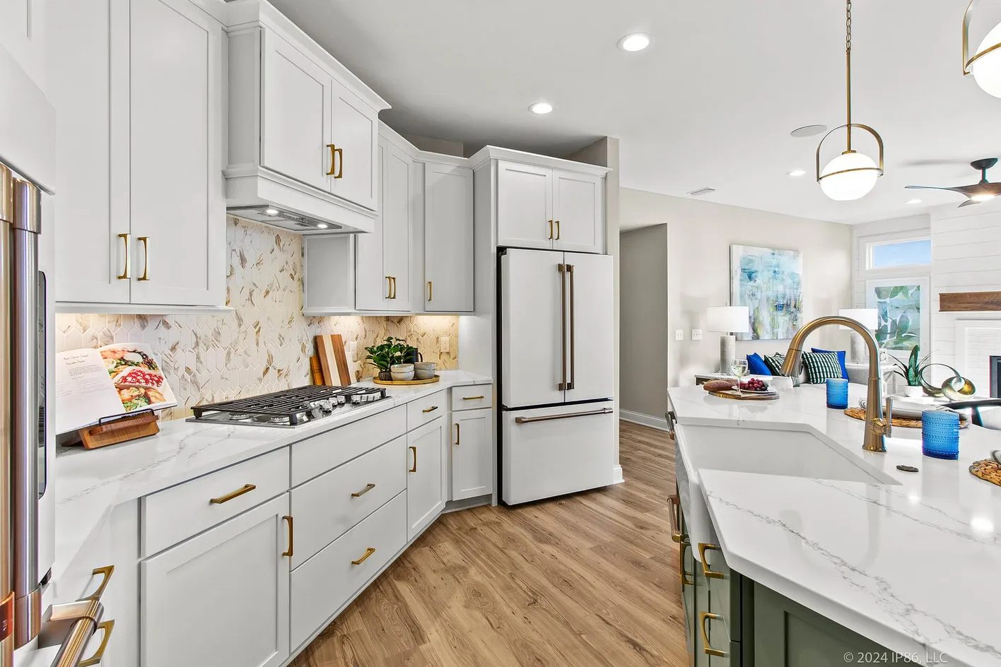 Kitchen with white cabinets