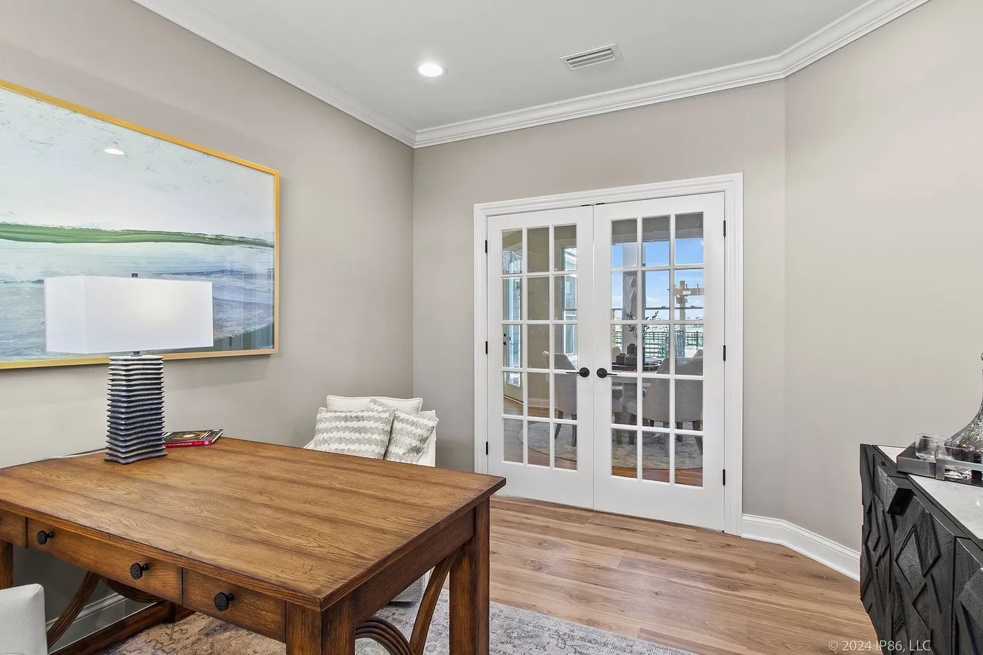 Office with French doors