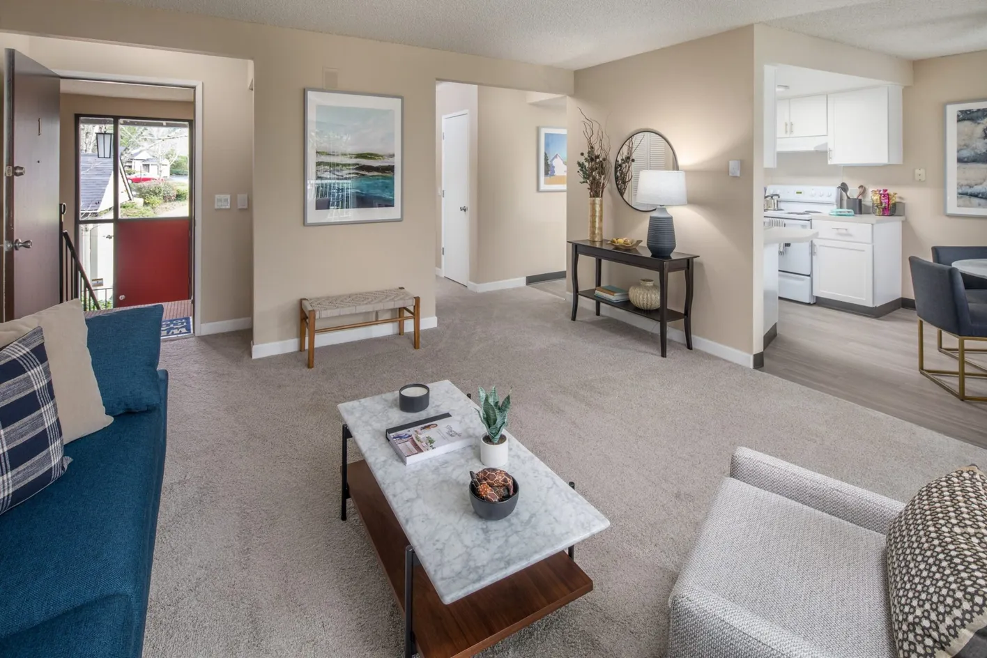 Living room with open apartment layout