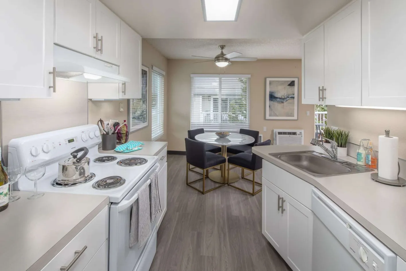 Updated kitchen with white cabinetry