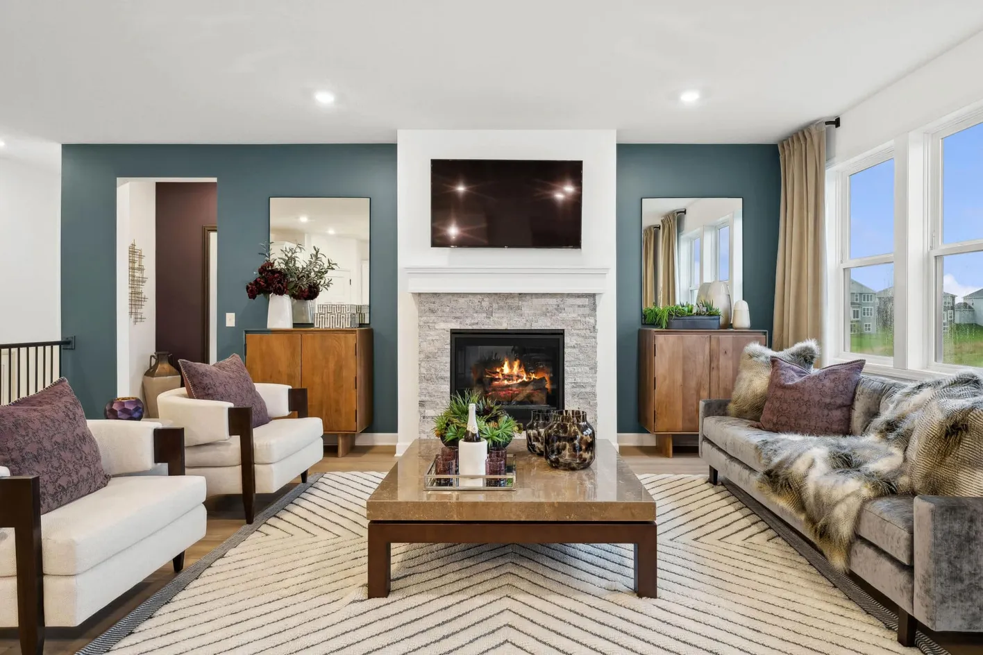 Living Area with Fireplace