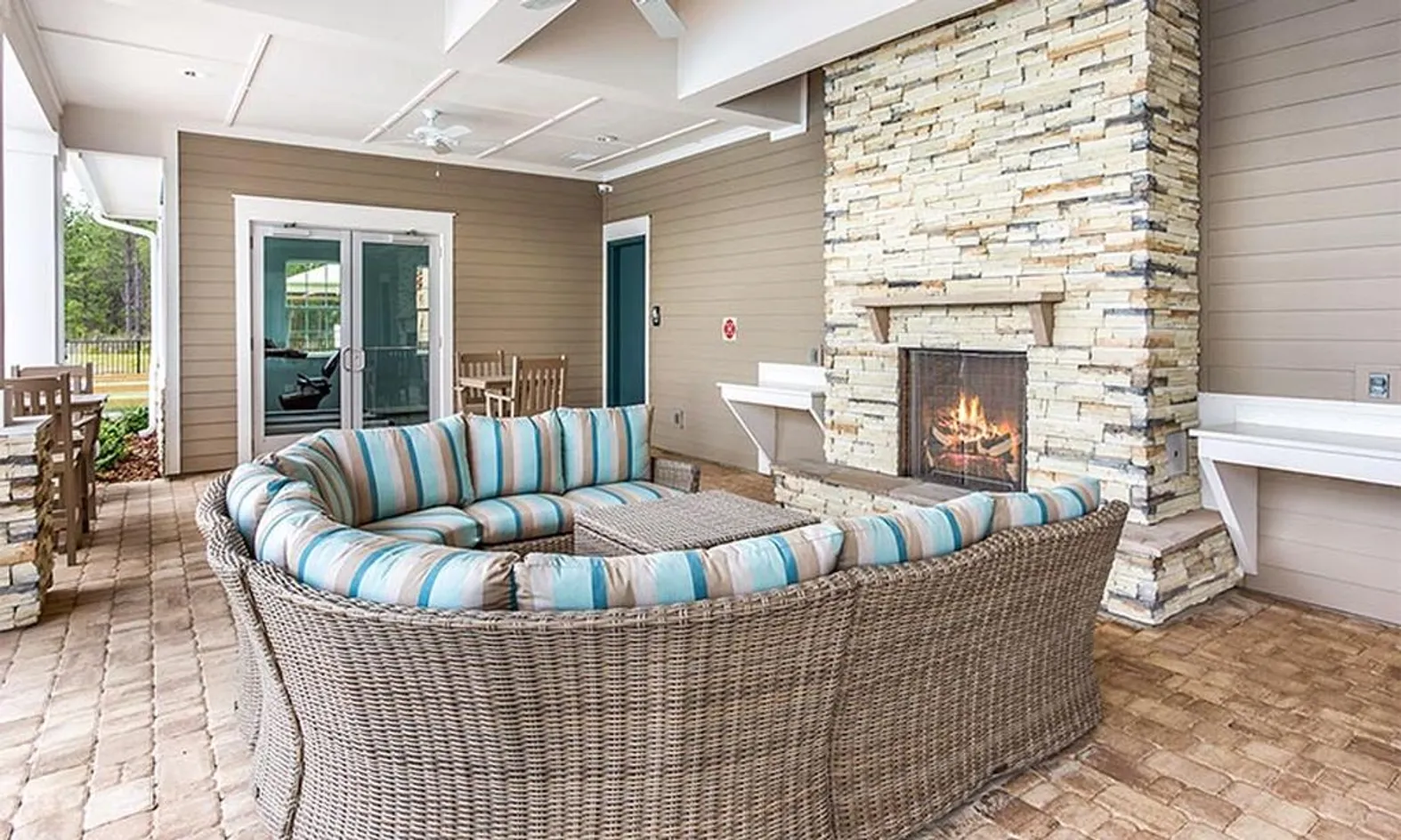 Outdoor Lounge with Fireplace