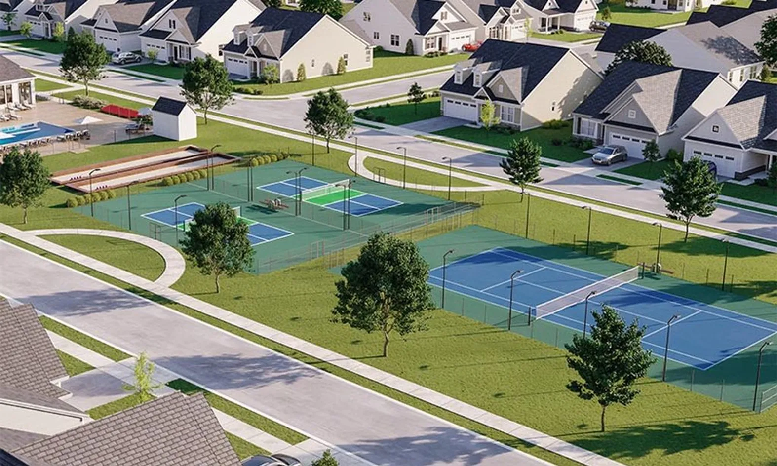 Tennis, Pickleball, & Bocce Ball Courts Rendering