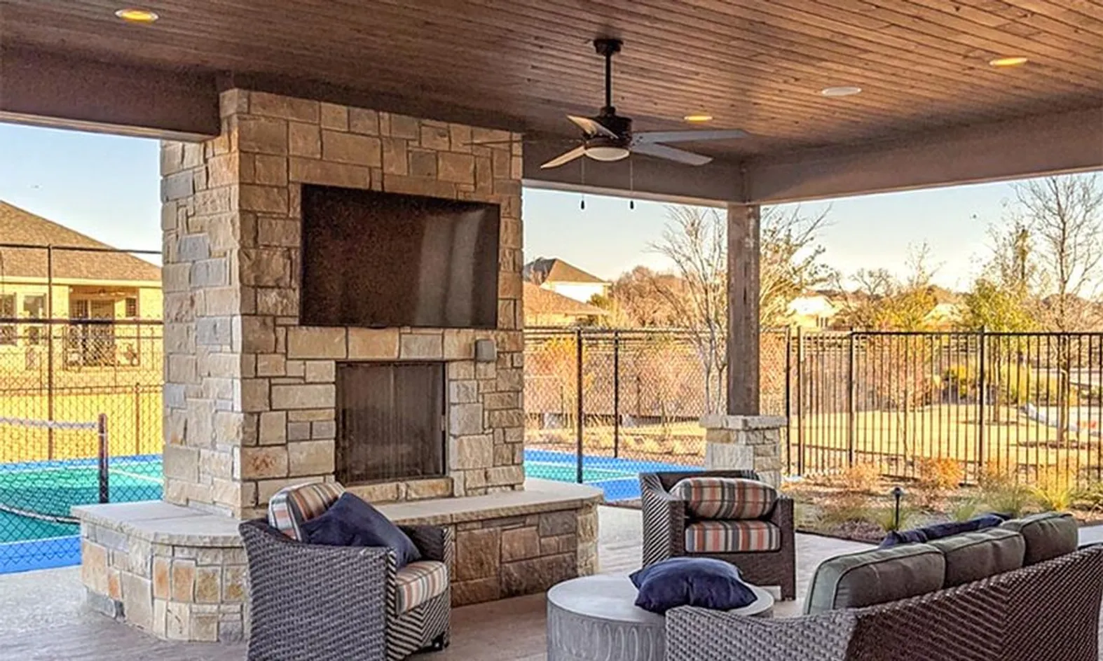 Outdoor Lounge with Fireplace