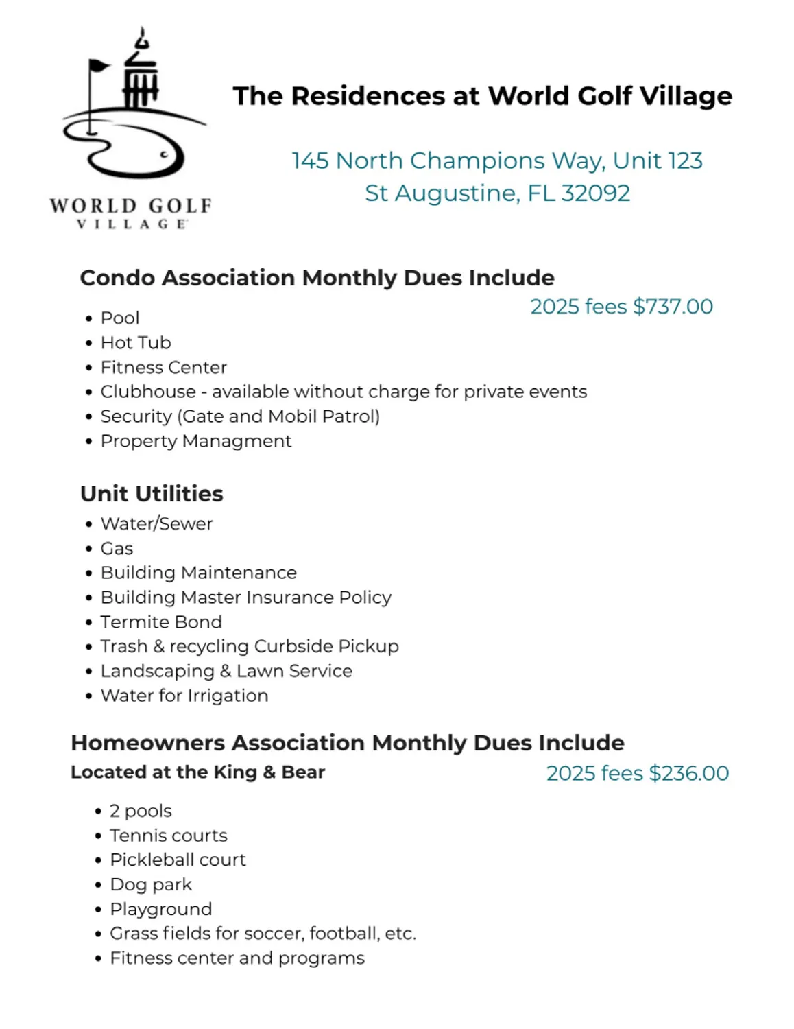 Property Slideshow image 25 of 25 | 145 n champions way unit 123, Saint Augustine, FL, 32092