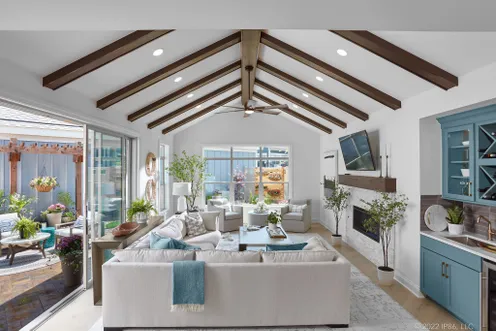 Open living room with beams