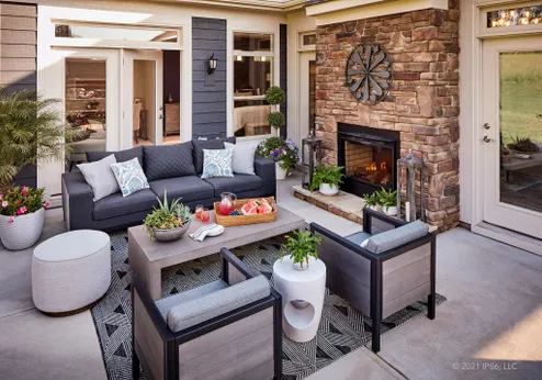 Welcoming entryway with console table and glass front door