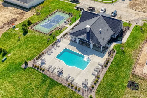 Aerial view of pool area
