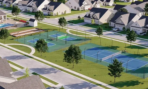 Tennis, Pickleball, & Bocce Ball Courts Rendering
