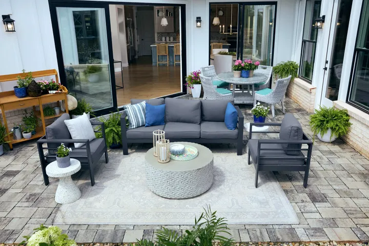 Outdoor patio with seating
