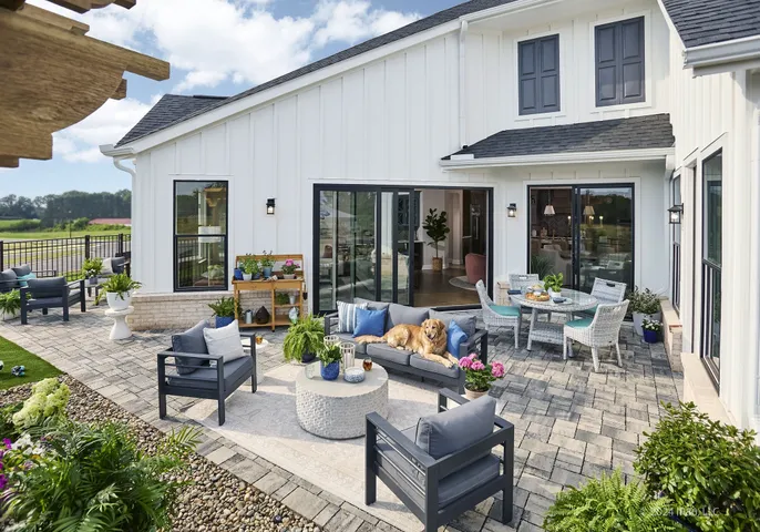 Aerial view of rear patio