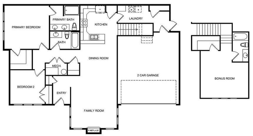 Three-Bedroom, Three-Bathroom Plan - Cottages